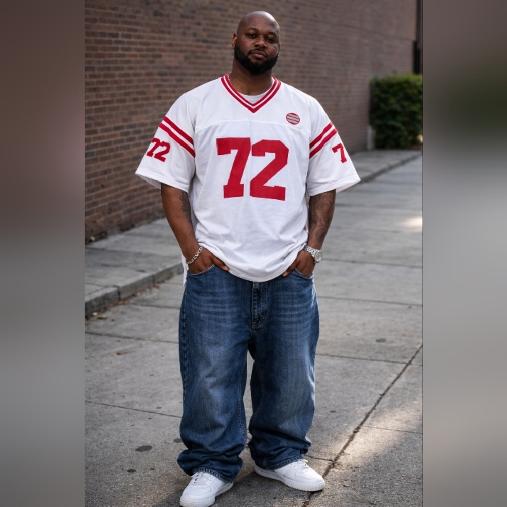 Evolution Jeans Men's White and Red Jersey